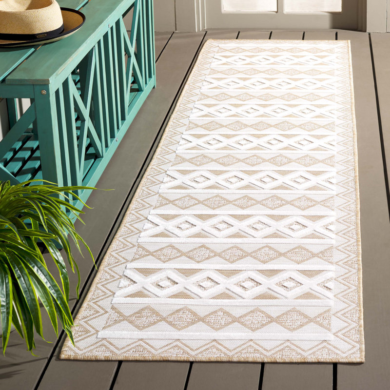 Tapis d'intérieur / extérieur à motif géométrique Kenenth Performance, Tapis de couloir 2 pi x 8 pi
