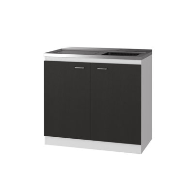 Oklahoma Utility Sink, Double Door Cabinet, Stainless Steel Countertop