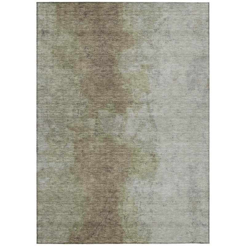 Tapis extérieur lavable abstrait taupe et beige 3 pi x 5 pi