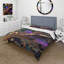 Ensemble de housse de couette abstraite fleurs ornées en mauve et en V en microfibre / polyester-817587383