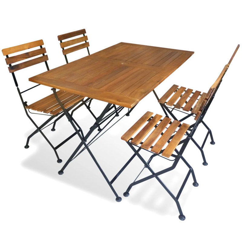 Hugo 4 - Person Acacia Patio Dining Set with Rectangular Table