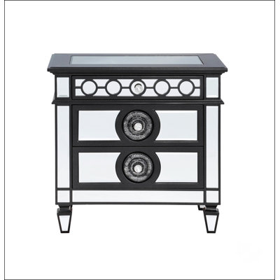 Black & Sliver Finish Nightstand