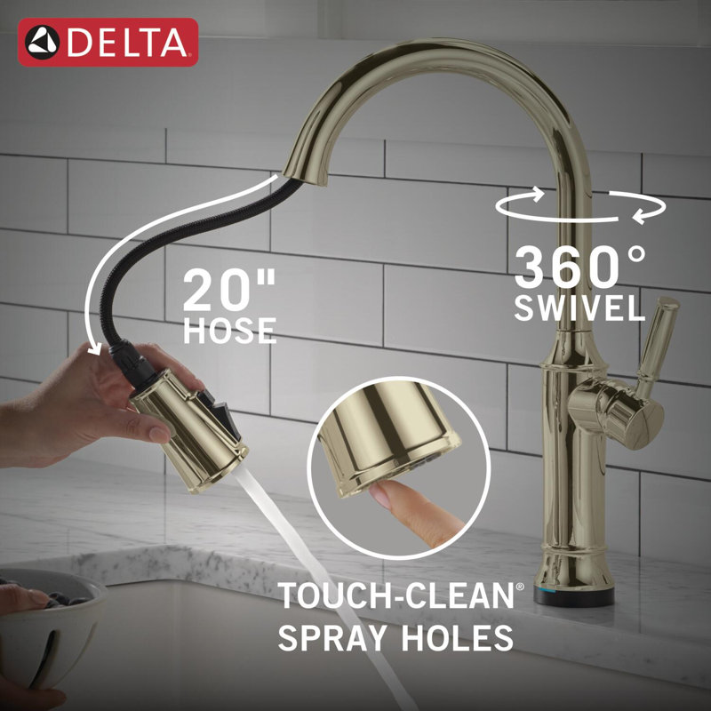 Robinet d'évier de cuisine avec technologie sans contact Renaldi Touch2O, Nickel poli Lumicoat