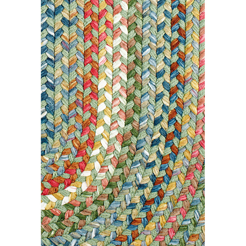 Tapis géométrique tressé à la main Orval, Ovale 5 pi x 8 pi, Vert