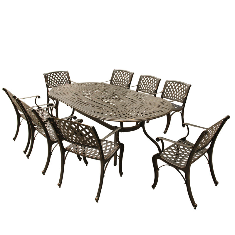 Siffel 8 - Person Patio Dining Set with Oval Table, Bronze