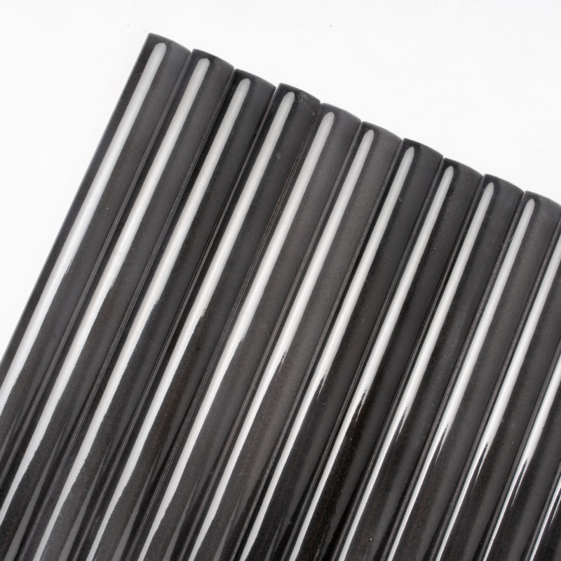 Silken 7.9'' L x 0.5'' W Ceramic Round Tile Trim, Black