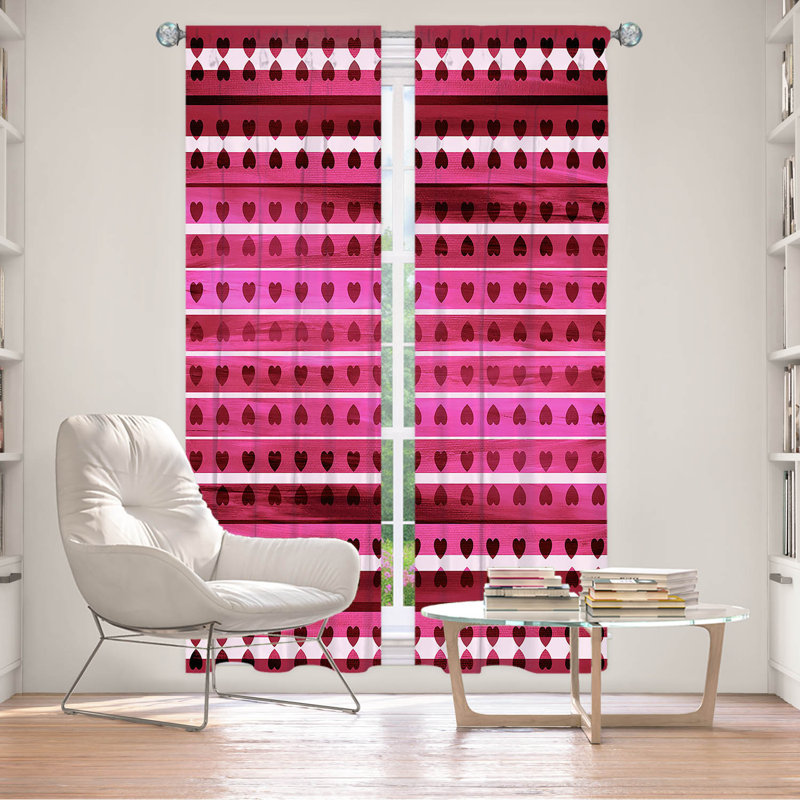 Rideau en polyester, L 20 po x L 82 po, Rose
