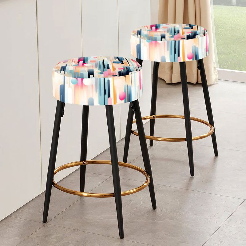Ensemble de 2 tabourets rayés Cityscape
