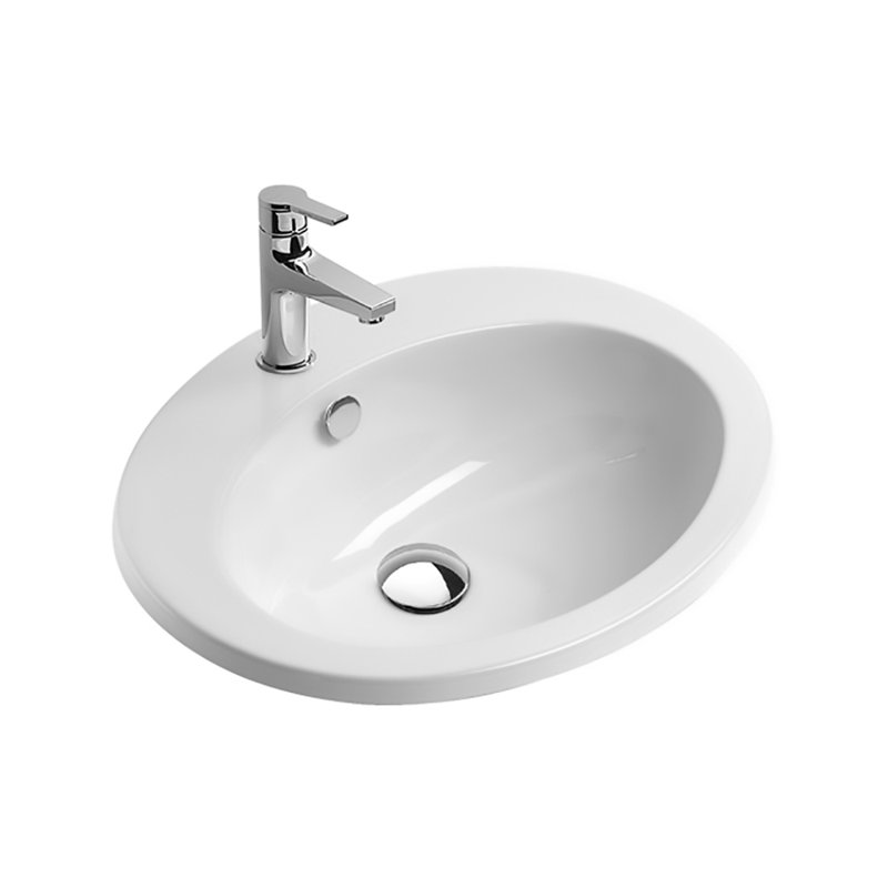 Lavabo de salle de bain ovale encastré avec trop-plein Incasso 61