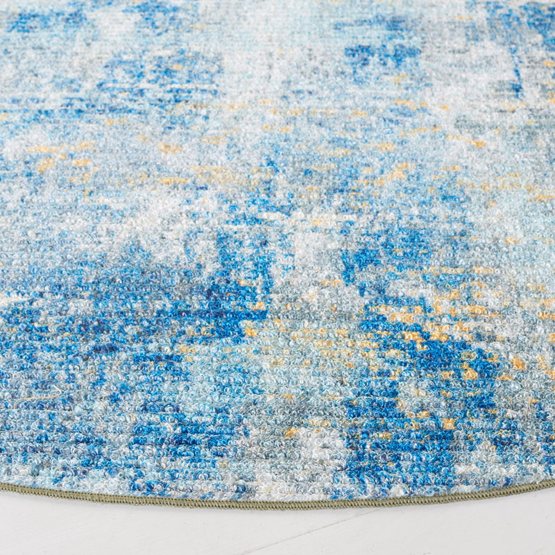 Sequoia Performance Machine Washable Abstract Rug, Round 6'7"