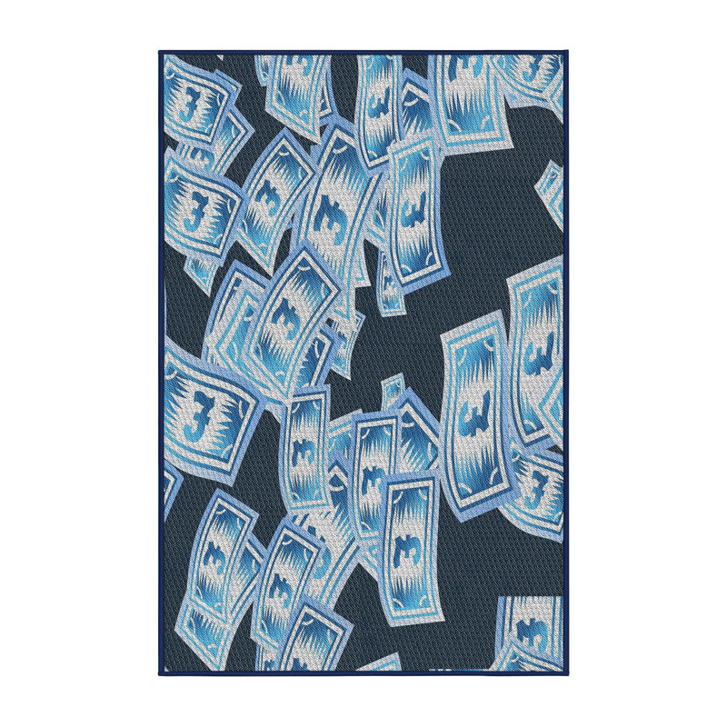 Tapis bleu / blanc Aragon, Rectangle 5 pi x 7 pi