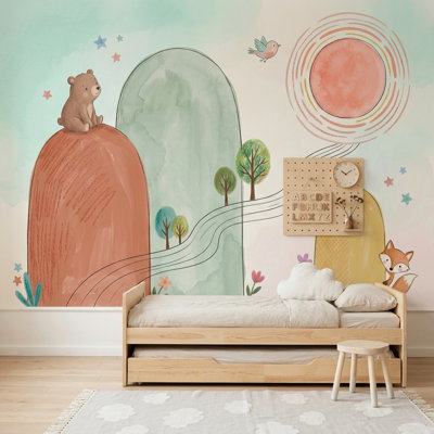 Papier peint fantaisie aquarelle amovible