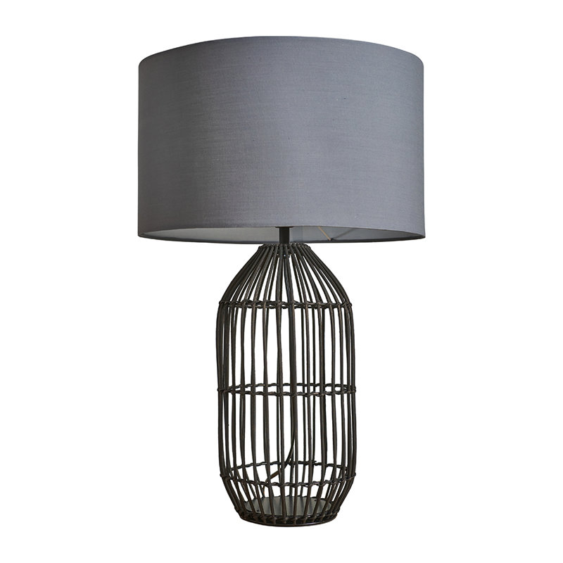 Tonks Wicker/Rattan Table Lamp, Dark Grey, Black, 47" H x 25" W x 25" D