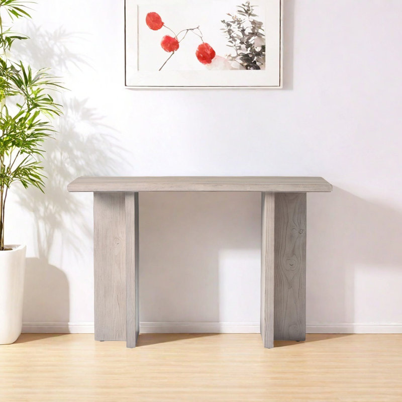 Console rétro en bois massif minimaliste, H 29,92 po x l 55,12 po x P 13,78 po