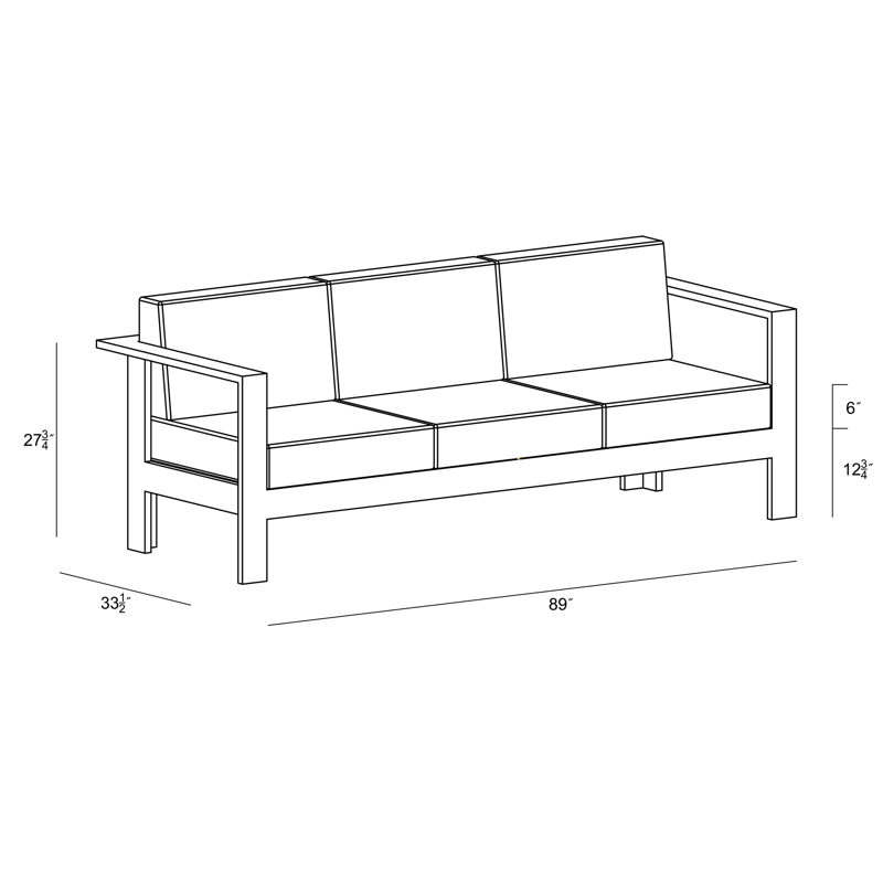 Ando Teak Patio Sofa with Sunbrella Cushions, Spectrum Indigo Sunbrella®
