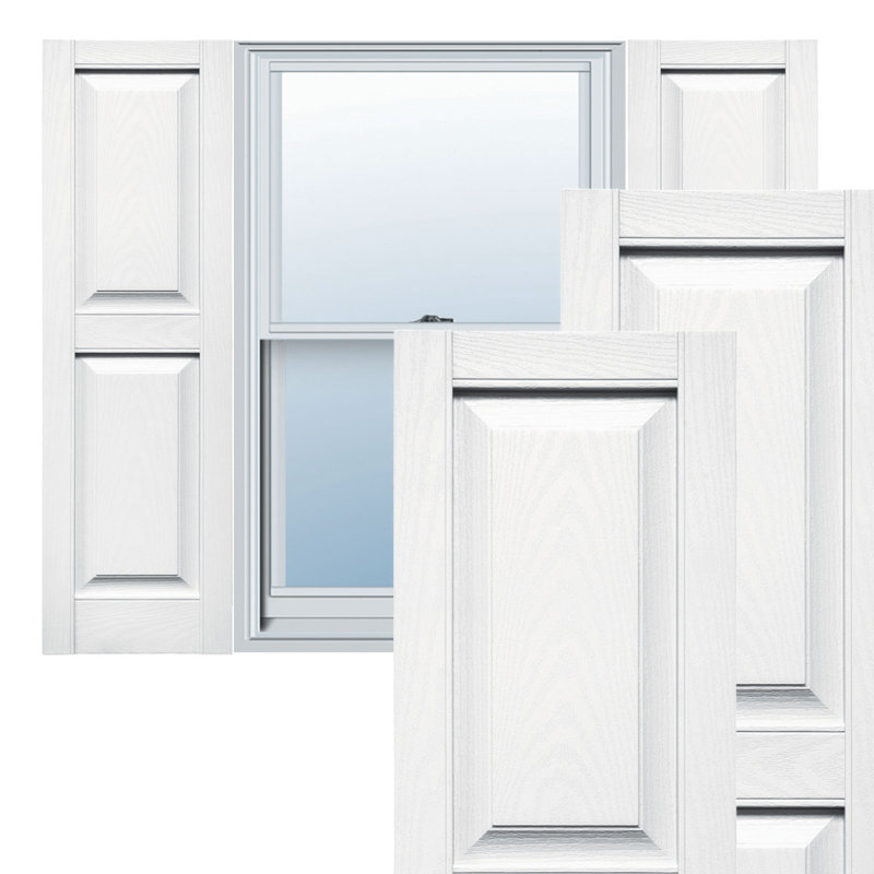 Vinyle à vie, panneaux sur mesure, volets surélevés, avec persiennes, Blanc, H 37 po x l 14,5 po x P 1 po