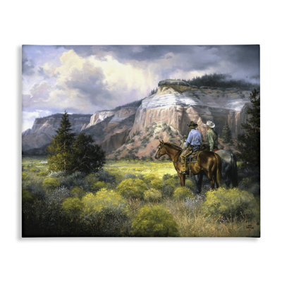 Art mural sur toile Western Cliff and Cowboys, conception par Jack Sorenson