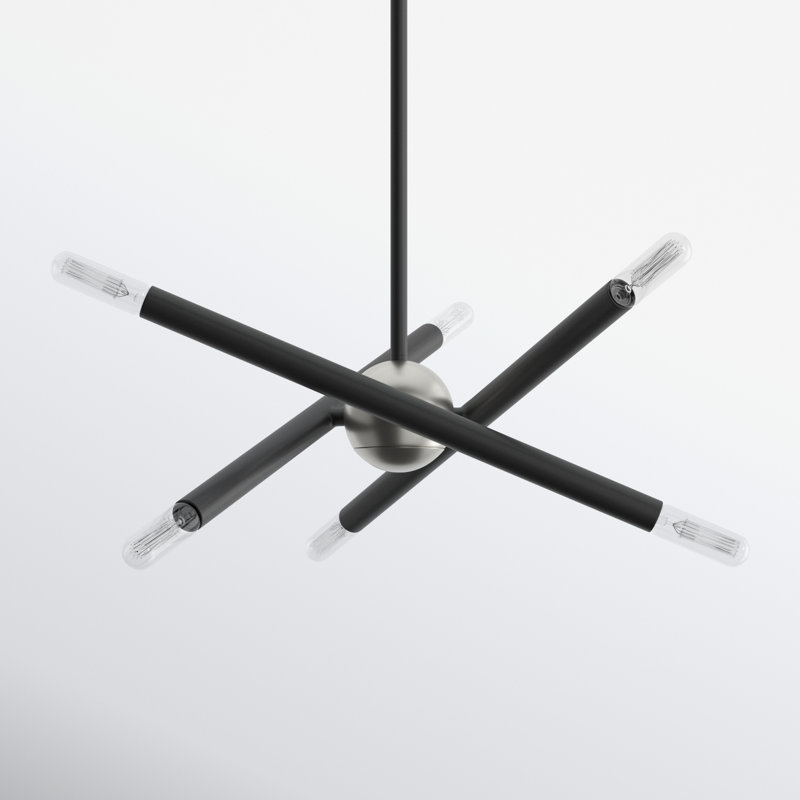 Poco 6 - Light Dimmable Modern Linear Chandelier, Scandinavian Gray
