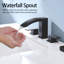 Robinet de lavabo de salle de bain carré noir 8 pouces-125490388