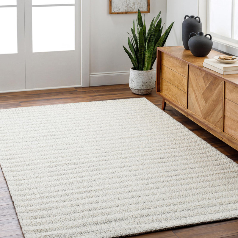 Tapis rayé Harvi, Rectangle 5 pi x 7 pi 6 po, Gris clair