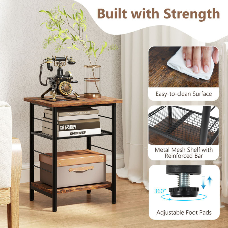 38cm W Metal Bedside Table
