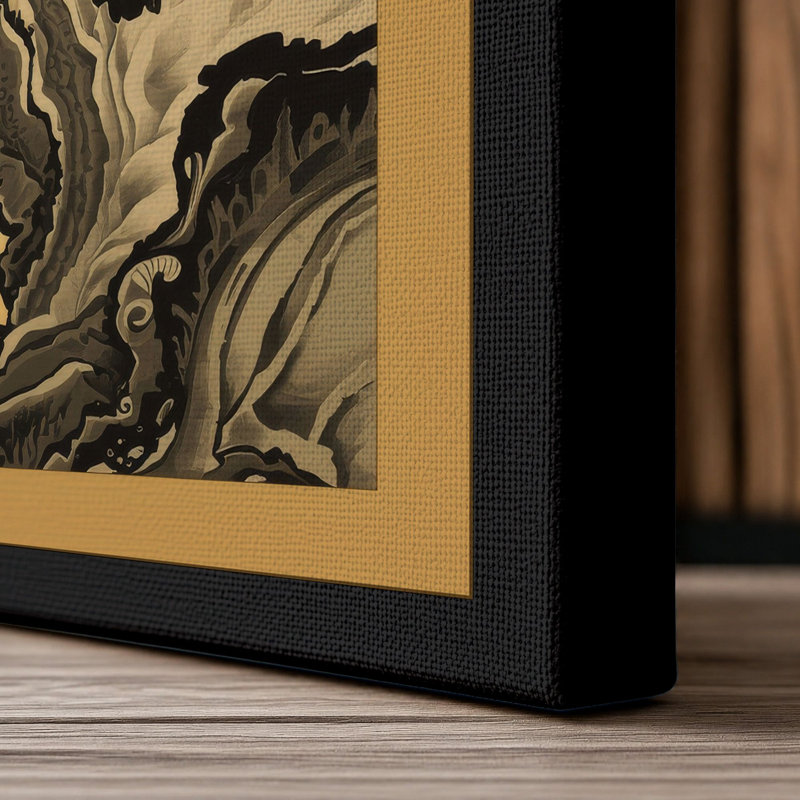 Blossoms in Flight Japandi - Wrapped Canvas, 30x20 - 76.2 x 50.8 cm, Black Border