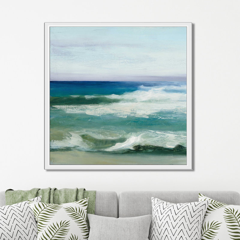 «Azure Ocean II», reproduction sur toile, H 39,5 po x l 39,5 po x P 2 po, Cadre flottant blanc
