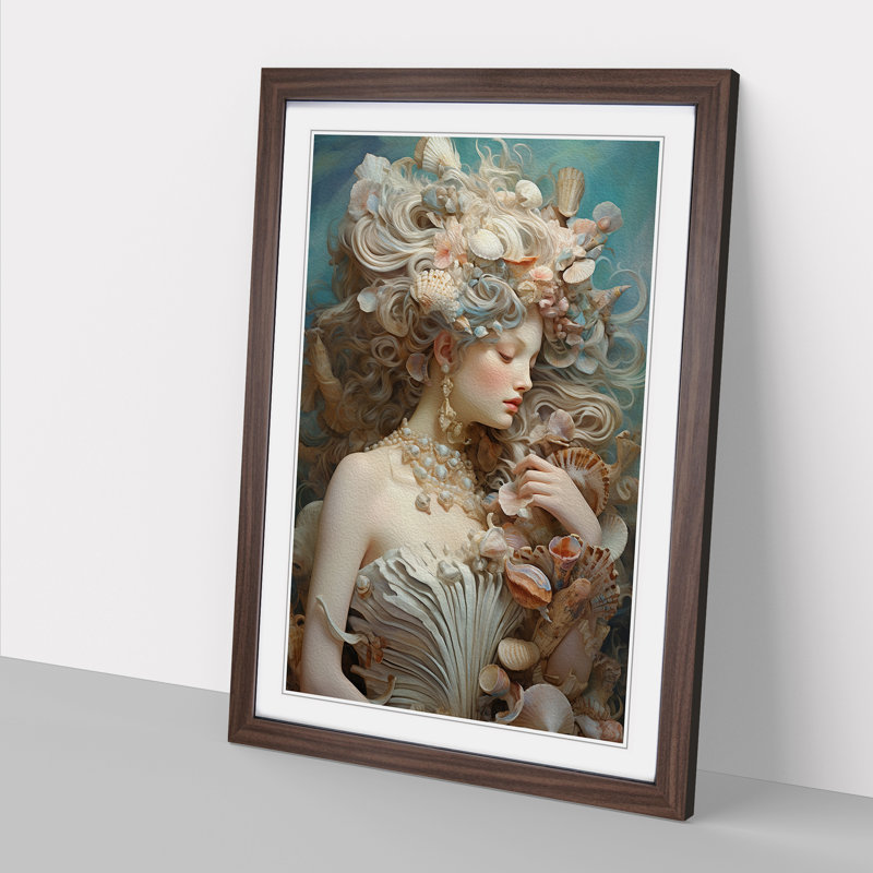 Seashell Rococo - Framed Print, Walnut Framed, 34cm H x 25cm W