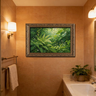 Cadre mural rétro Lush Green FernsOrnate - cadre décoratif doré pour art.