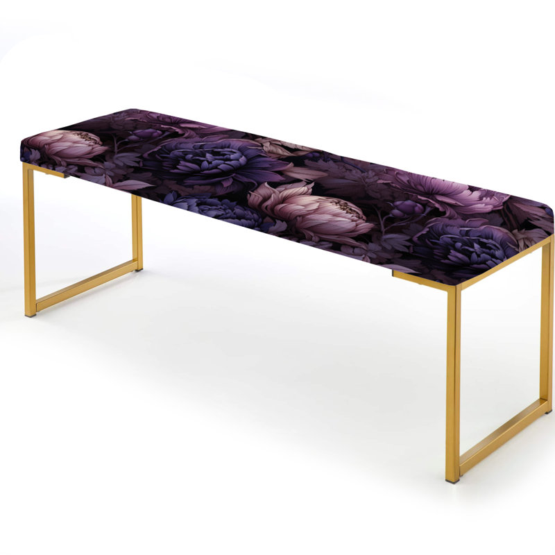 Gothic Botanicals Moody Patterns - Floral Upholstered Gold Bench
