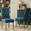 Chaise de salle à manger bleue, 2 pièces capitonnées en bois massif, couleur tendance-460321708