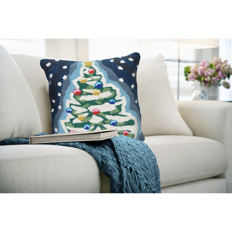 Festive Square Christmas Tree Indoor/Outdoor Pillow