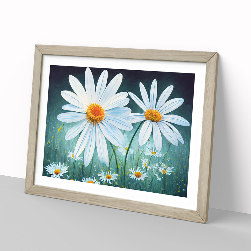 Daisy Flower Vol.2 - Framed Print, 25cm H x 34cm W x 2cm D, Oak