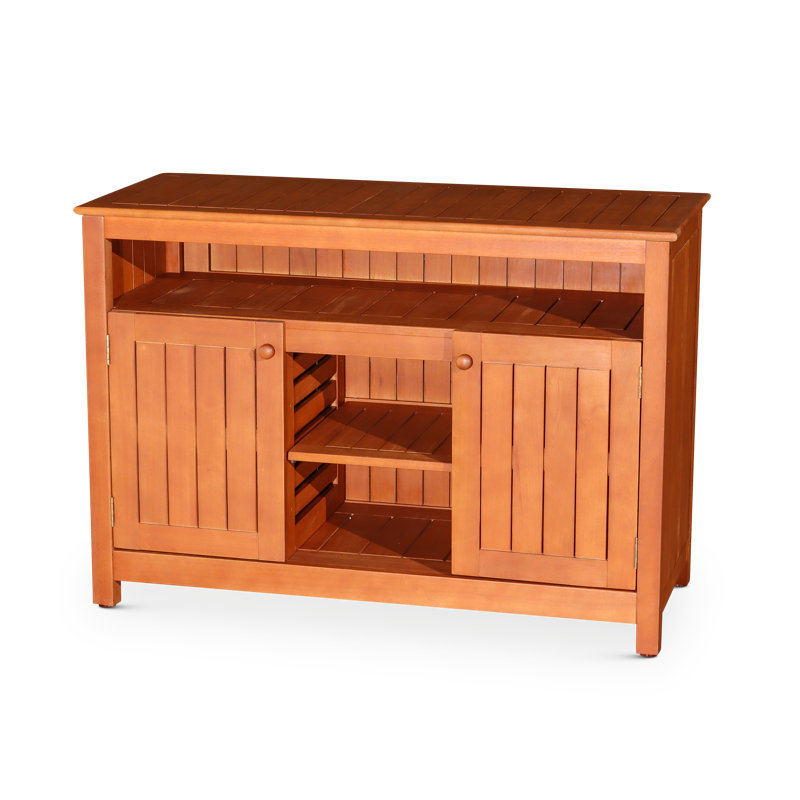 Colaluca Rectangular Eucalyptus Outdoor Buffet & Console Table, Natural Oil