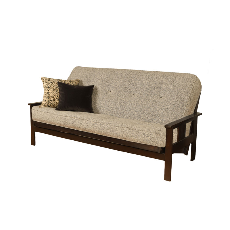 Structure de futon double avec matelas à ressorts double Johnte, Premium Pocket Coil, Gris Canton, Espresso
