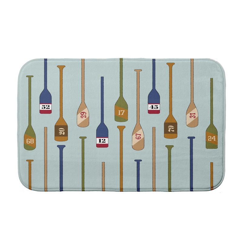 Tapis pour salle de bain numéro d’aviron Sienna, l 17 po x L 24 po, Aigue-marine