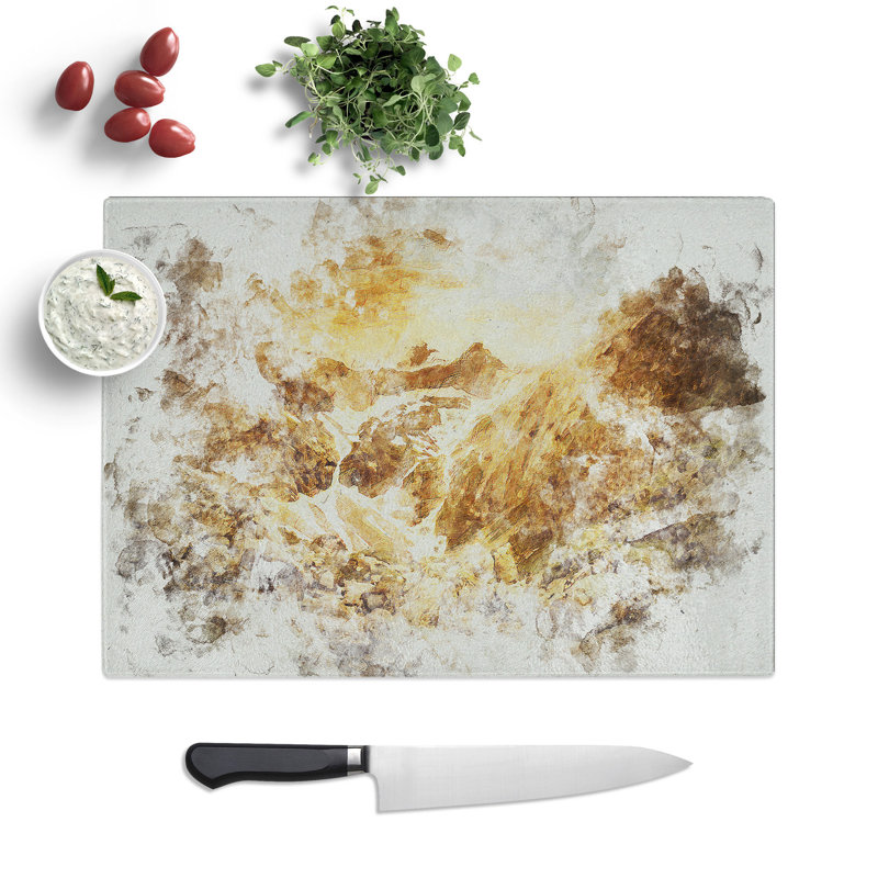 Tempered Glass Golden Mountain Valley Chopping Board, 20 cm x 28.5 cm