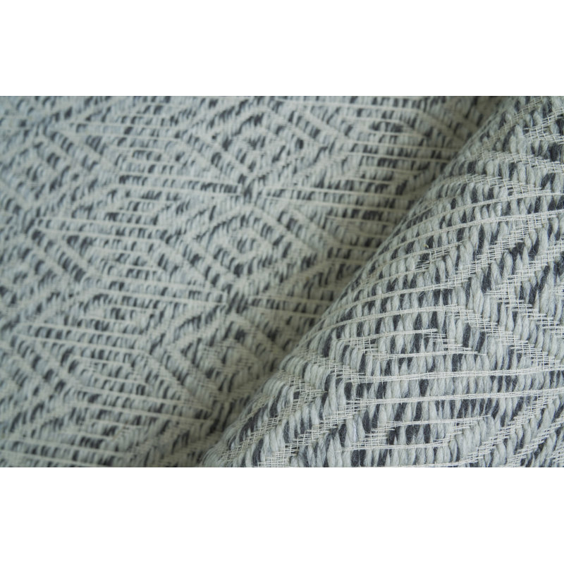 Woven Earth Wool Geometric Area Rug in Silver, Rectangle 14' x 18'
