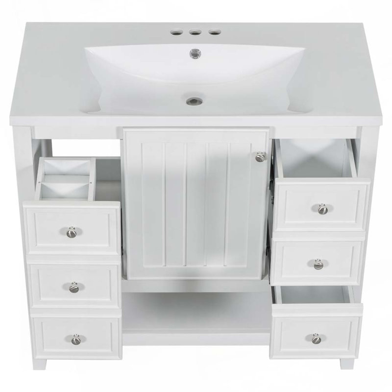 Meuble-lavabo 36 po avec lavabo en céramique, Blanc