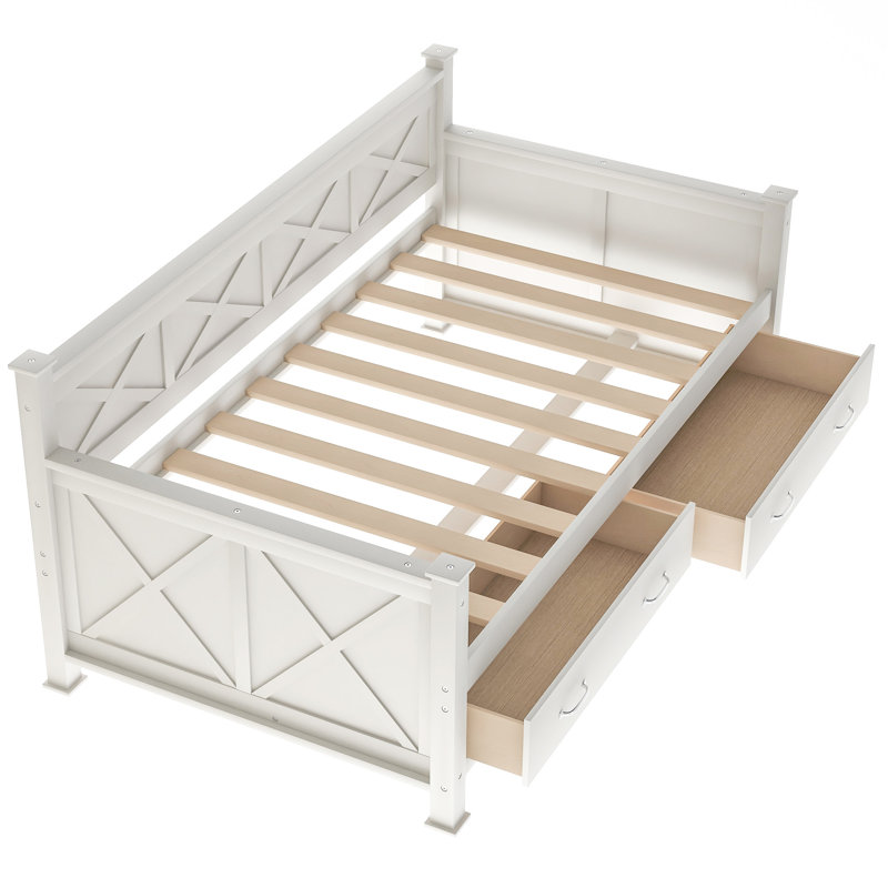 Wooden Modern And Rustic Casual Style Daybed, Cream White