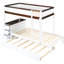 Lit superposé Twintwin blanc + noyer avec couchette de rangement et bureau, finition blanc + noyer. Petites pièces Space Design. Prises de courant équipées