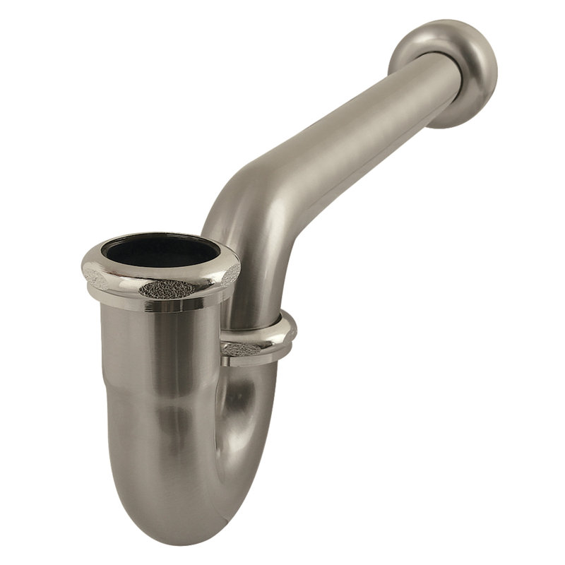 Kingston Brass Trimscape 1-1/2 Inch Decor P-Trap with High Box Flange, 13-1/16 Inch Length, 18 Gauge, Brushed Nickel
