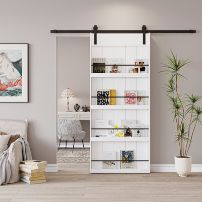 Porte de grange de style bibliothèque de 84 po x H 36 po x l 36 po avec quincaillerie de fixation
