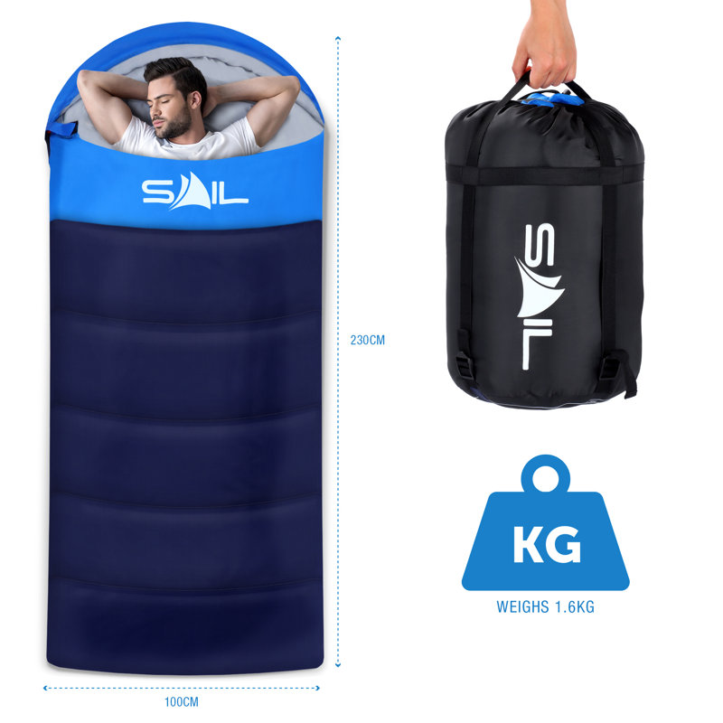 SAIL XL Sleeping Bag for 3-4 Season (250gsm), Blue/Navy