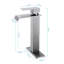 Robinet de lavabo de salle de bain à poignée simple avec bec cascade et bonde escamotable sans trop-plein, acier inoxydable avec finition nickel brossé, jet stable et doux, température de départ facile à utiliser-121636458