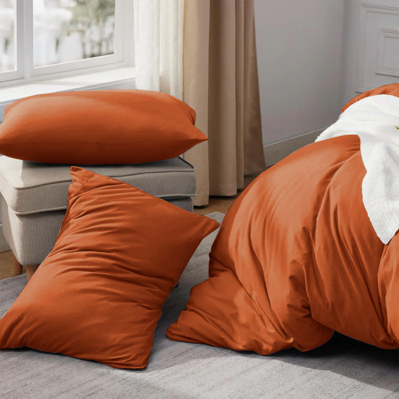 Luxury Microfiber Duvet Cover Set – Soft, Wrinkle-Free, Hotel-Quality Bedding With Pillowcases, Rust
