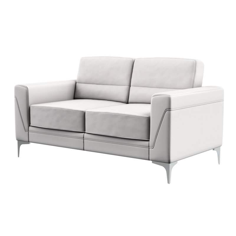 Chaise avec accoudoirs gris, carrés, en métal et l 34,12 po x l 62,94 po x H 34,12 po
