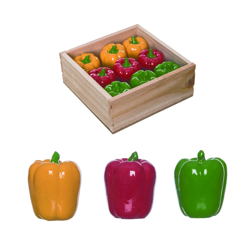  Resin 4 in. Multicolor Spring Bell Pepper Figs In Display Set of 9