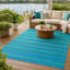 Tapis d'extérieur réversible à rayures turquoise et vert mousse 5 x 8 pi