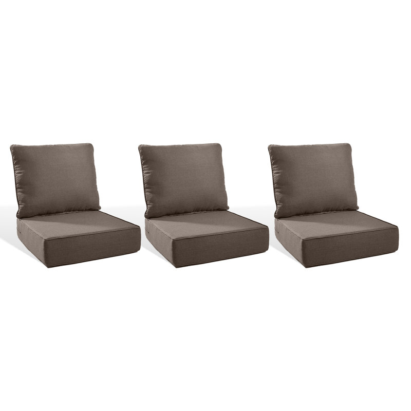 6" Outdoor Cushions For Patio Furniture, 22X24x6 Thick Seat Cushion Set Of 3, Fade Resistant Couch Chair Replacement Cushions High Density Deep Wicker Chair Cushion W/Removable Cover
